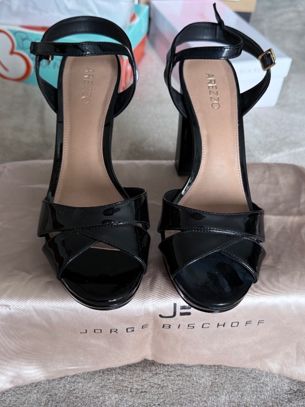 Stunning black platform sandals by AREZZO